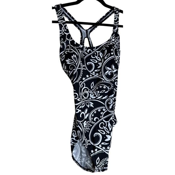 Speedo Swimsuit One Piece Womens 14 Swimwear Nautical Vacation Resort Cruise - Picture 1 of 6